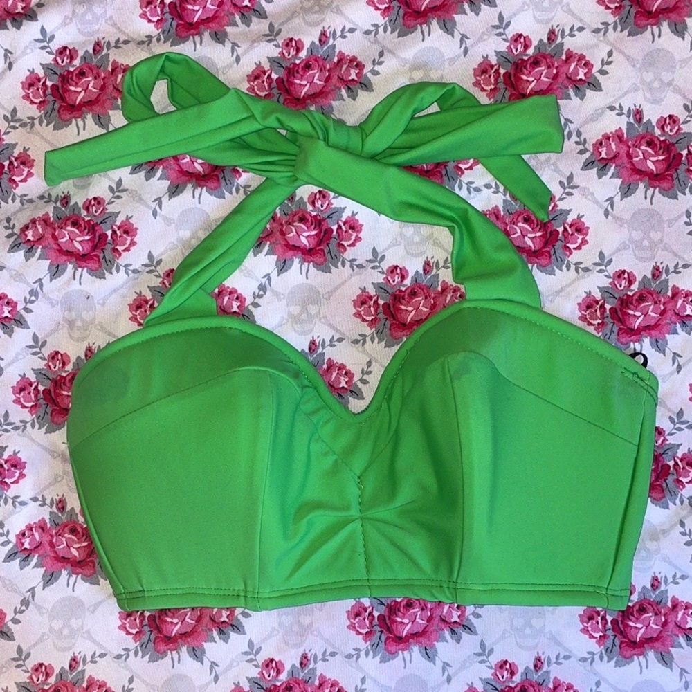 Green Halter Bustier Swim Top - Women Swim
